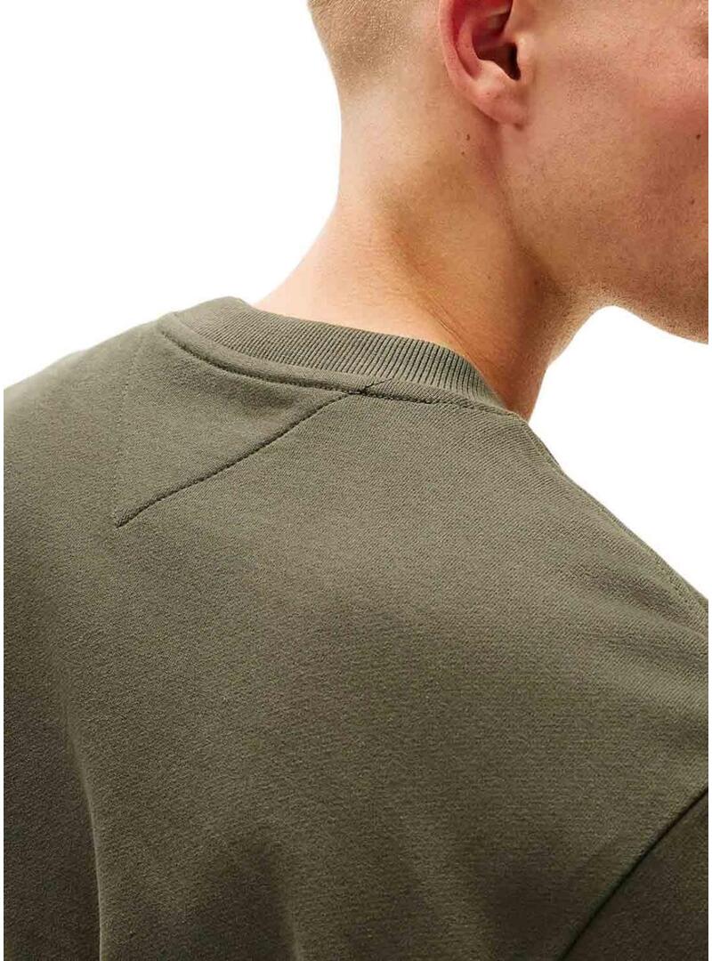Felpa Tommy Jeans Crew Flag verde per uomo