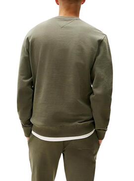 Felpa Tommy Jeans Crew Flag verde per uomo