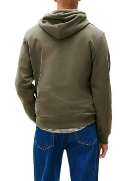 Felpa Tommy Jeans Flag verde per uomo