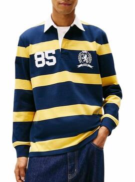 Polo Tommy Jeans Rugby blu e giallo per uomo