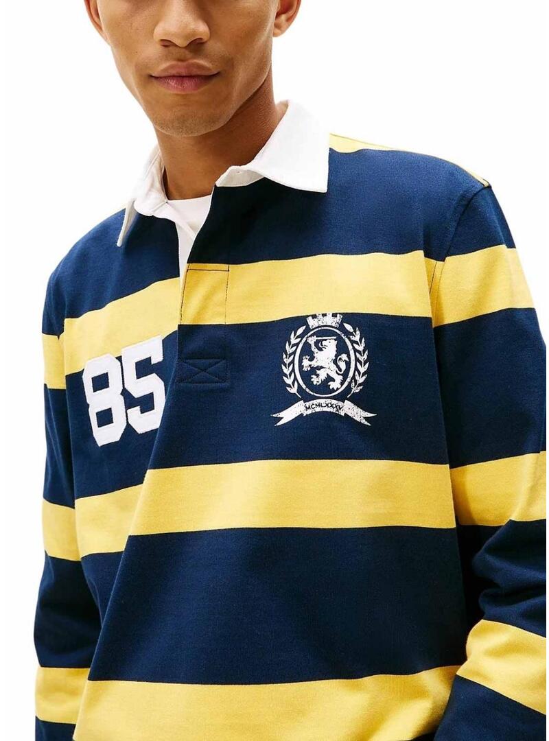 Polo Tommy Jeans Rugby blu e giallo per uomo