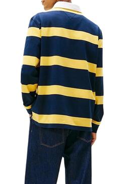 Polo Tommy Jeans Rugby blu e giallo per uomo