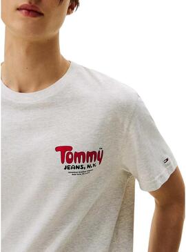 Maglietta Tommy Jeans Font Play grigia per uomo