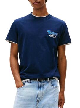 Maglietta Tommy Jeans Font Play blu scuro per uomo