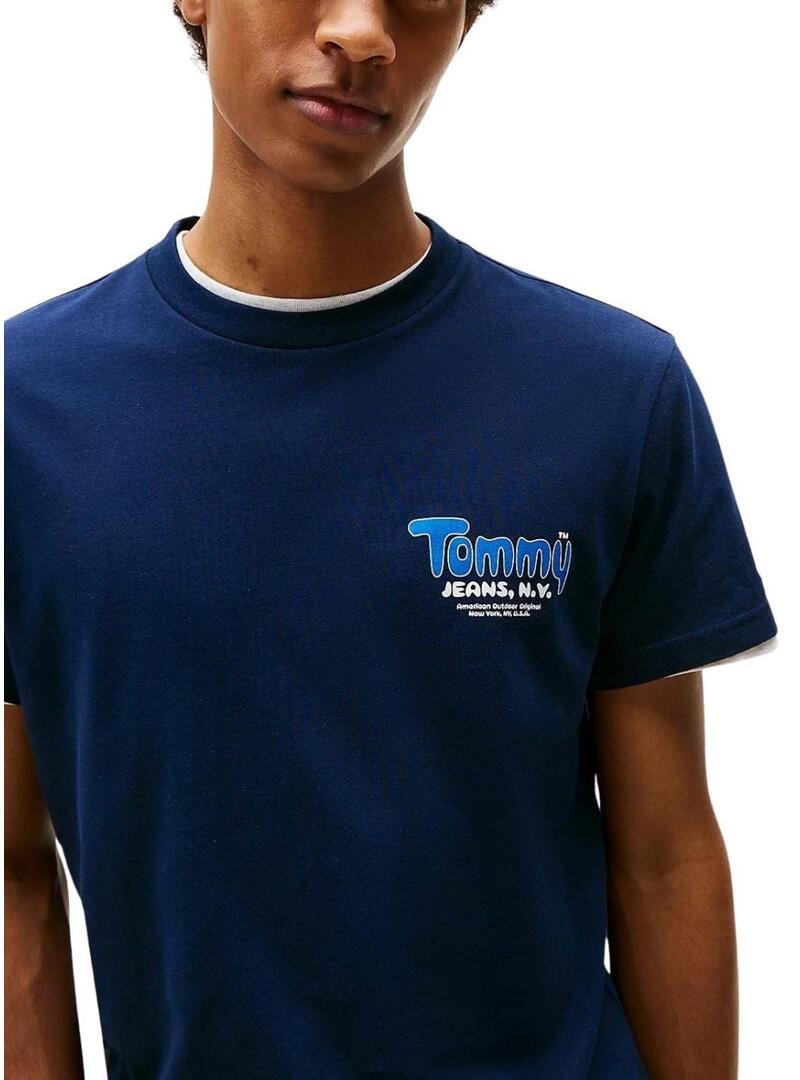 Maglietta Tommy Jeans Font Play blu scuro per uomo