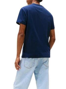 Maglietta Tommy Jeans Font Play blu scuro per uomo
