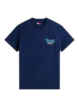 Maglietta Tommy Jeans Font Play blu scuro per uomo