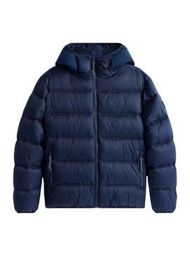 Giacca Tommy Jeans con cappuccio e logo blu per uomo.