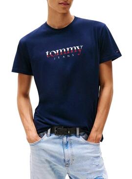 Maglietta Tommy Jeans DNA blu scuro per uomo.