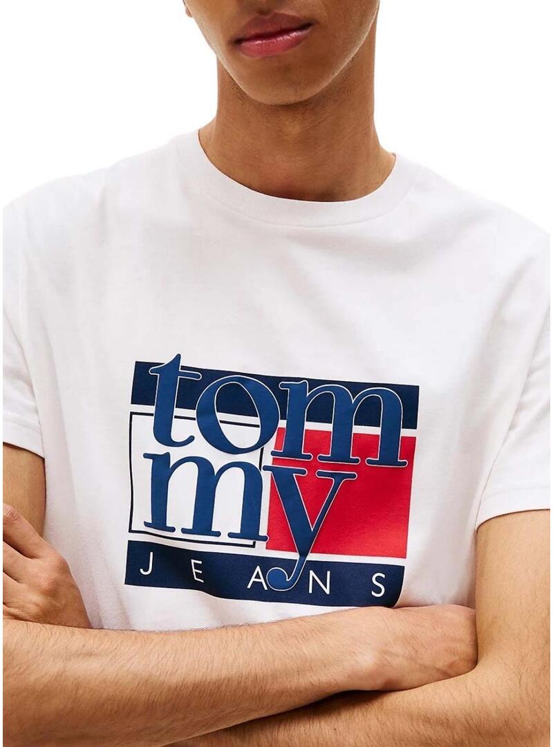 Maglietta Tommy Jeans Flag bianca per uomo