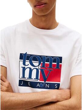 Maglietta Tommy Jeans Flag bianca per uomo