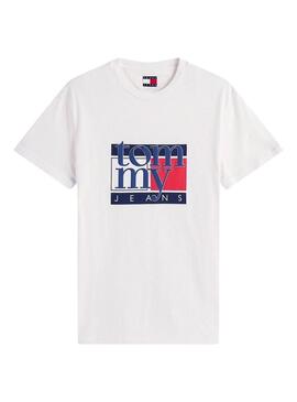Maglietta Tommy Jeans Flag bianca per uomo