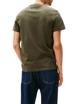 Maglietta Tommy Jeans Flag verde per uomo