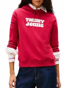 Felpa Tommy Jeans Logo rossa per donna