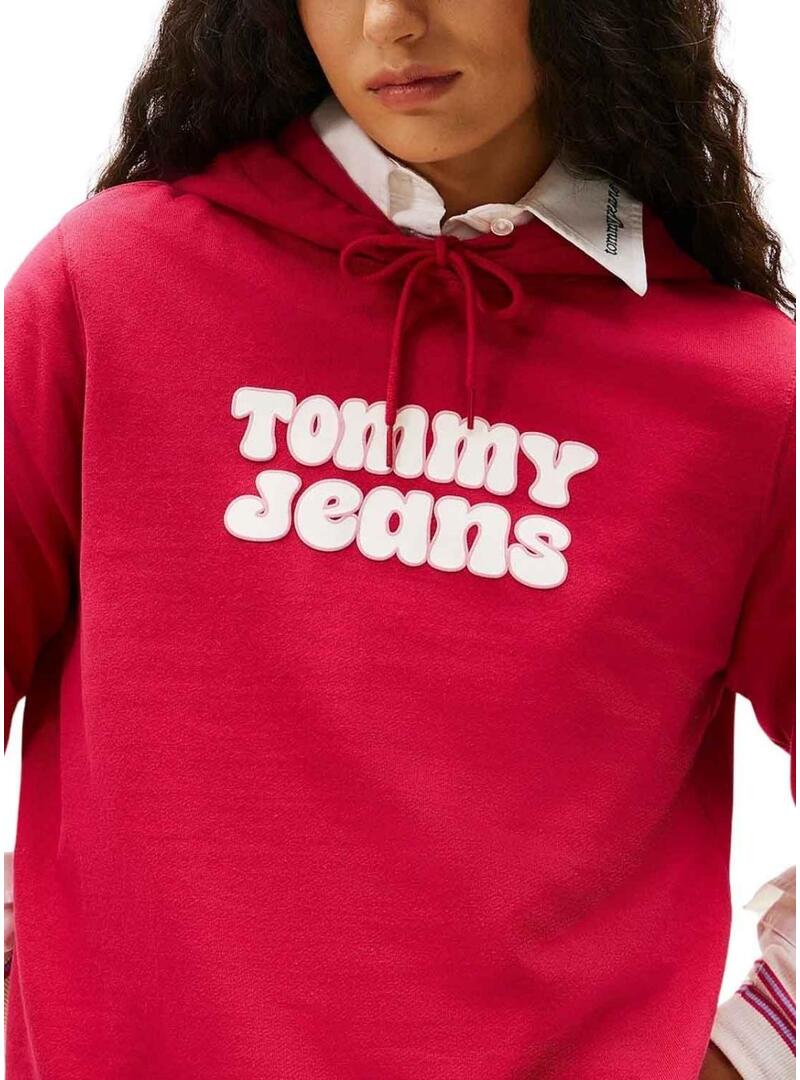 Felpa Tommy Jeans Logo rossa per donna