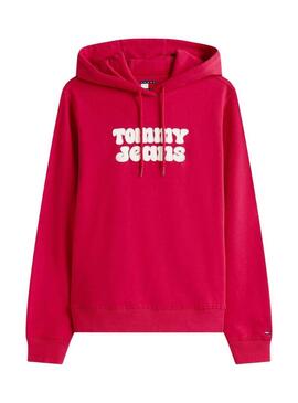 Felpa Tommy Jeans Logo rossa per donna