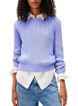 Maglione Tommy Jeans Cable blu per donna