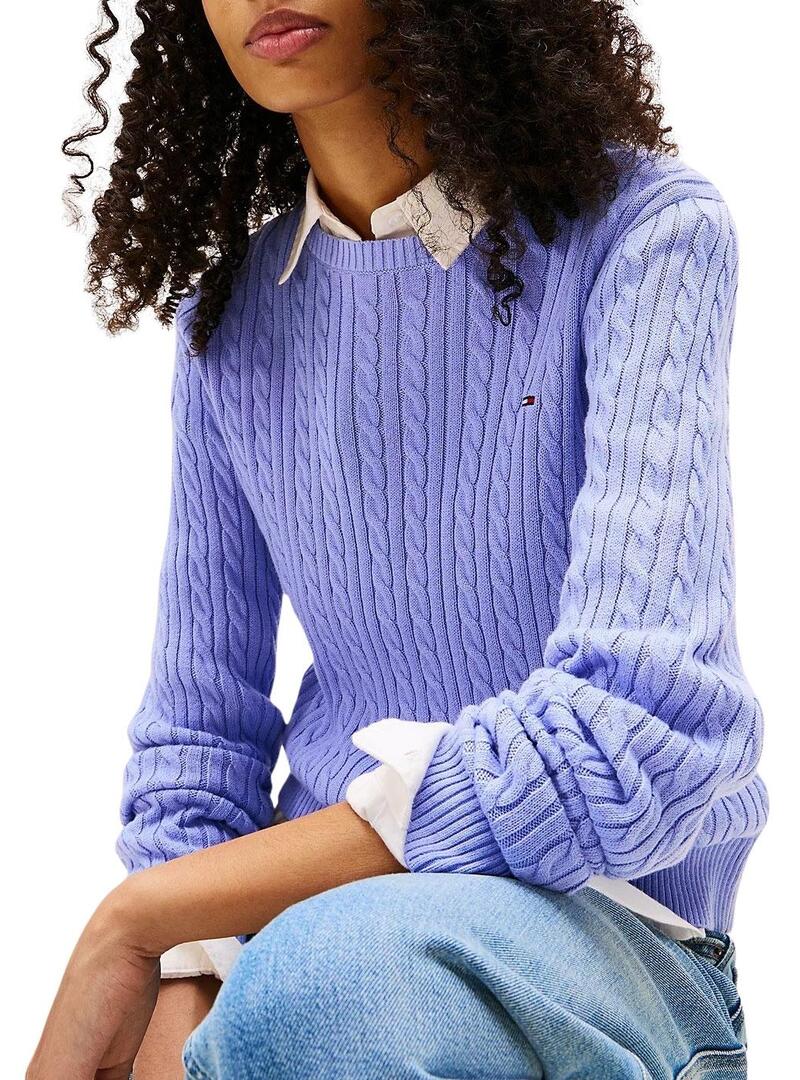 Maglione Tommy Jeans Cable blu per donna