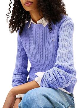 Maglione Tommy Jeans Cable blu per donna
