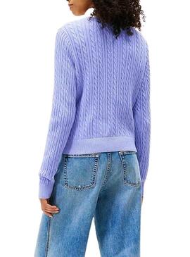 Maglione Tommy Jeans Cable blu per donna