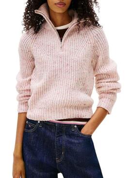 Maglia Tommy Jeans Zip rosa per donna