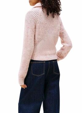 Maglia Tommy Jeans Zip rosa per donna