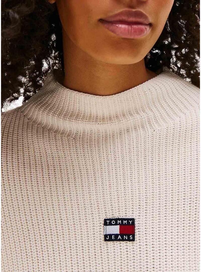 Maglia Tommy Jeans Mockneck bianca per donna