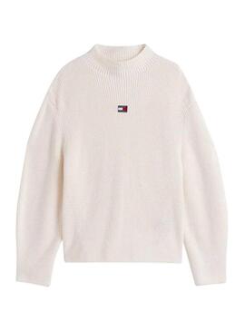 Maglia Tommy Jeans Mockneck bianca per donna