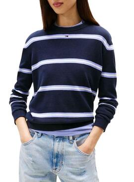 Maglia a righe blu navy Tommy Jeans per donna