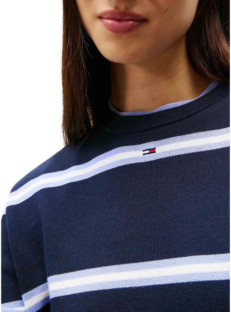 Maglia a righe blu navy Tommy Jeans per donna