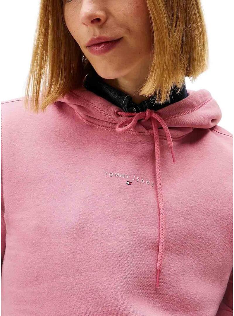 Felpa Tommy Jeans Linear Hoodie rosa per donna