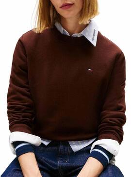 Felpe Tommy Jeans Flag marrone per donna