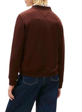 Felpe Tommy Jeans Flag marrone per donna