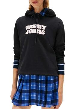 Felpa Tommy Jeans Logo nera per donna