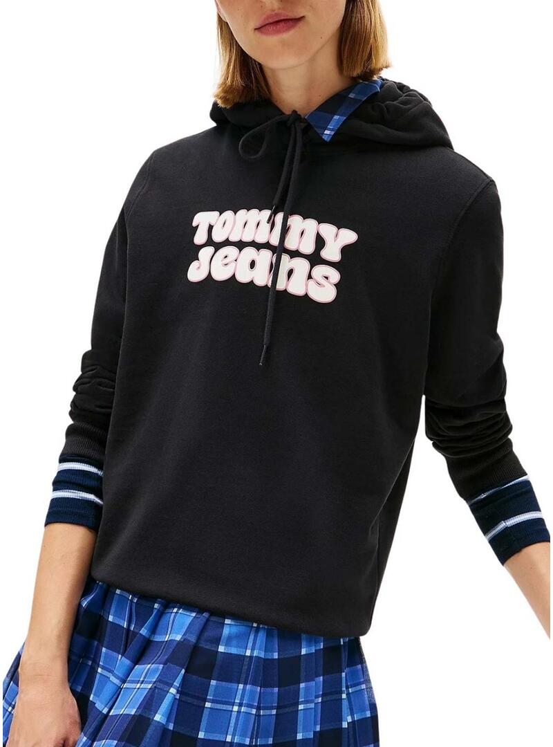 Felpa Tommy Jeans Logo nera per donna