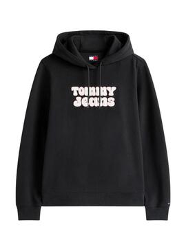 Felpa Tommy Jeans Logo nera per donna
