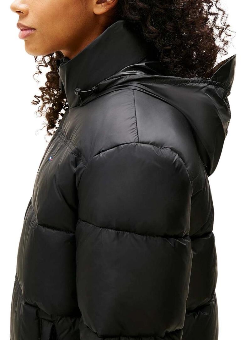 Giacca imbottita Tommy Jeans Hidden Hood nera da donna