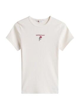 Maglietta Tommy Jeans Rose bianca per donna