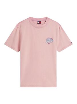 Maglietta Tommy Jeans Heart rosa per donna.