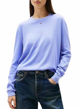 Maglia Tommy Jeans Essential Crew blu per donna