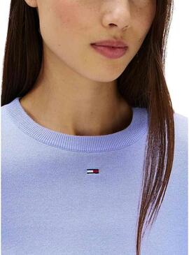 Maglia Tommy Jeans Essential Crew blu per donna