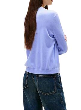 Maglia Tommy Jeans Essential Crew blu per donna