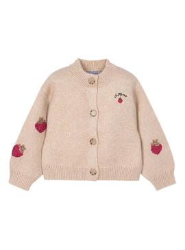 Giacca Mayoral in maglia fantasia beige per bambina