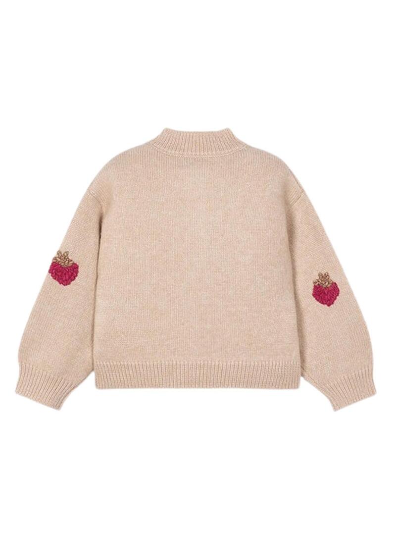 Giacca Mayoral in maglia fantasia beige per bambina