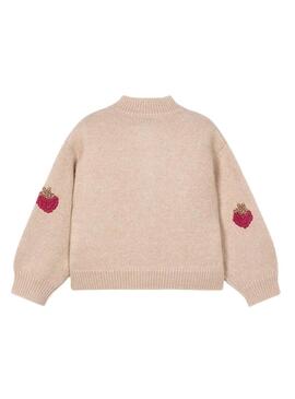 Giacca Mayoral in maglia fantasia beige per bambina
