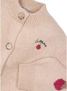 Giacca Mayoral in maglia fantasia beige per bambina