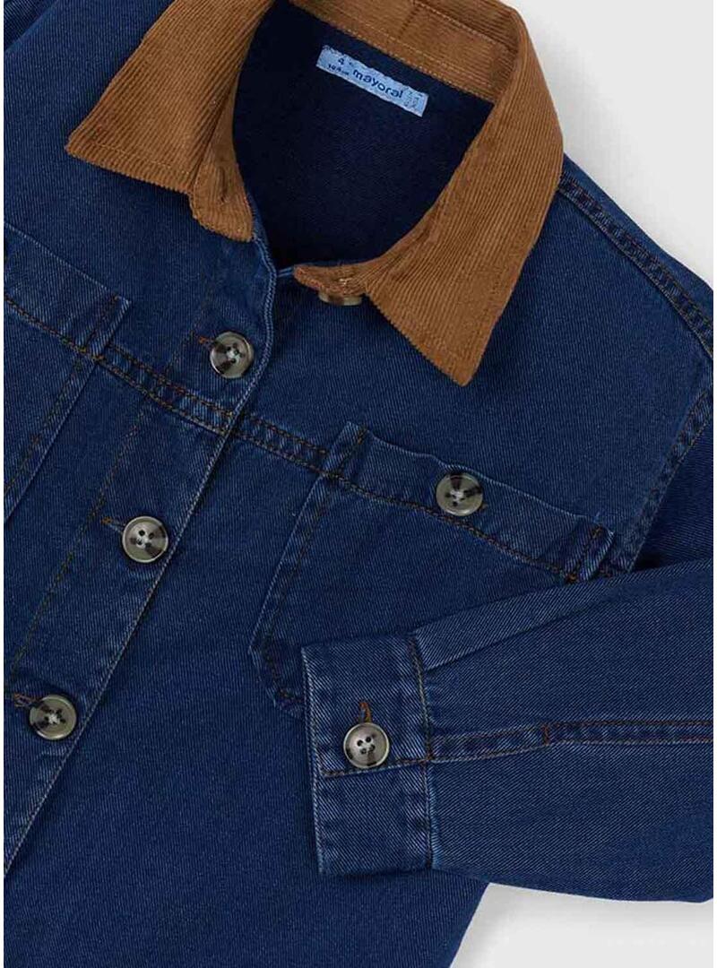 Camicia sovraimposta Mayoral in denim scuro per bambina e bambino.