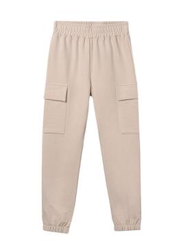 Pantaloni lunghi jogger cargo Mayoral color sabbia