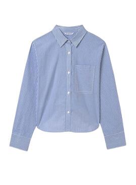 Camicia Mayoral a righe blu con tasca per bambina