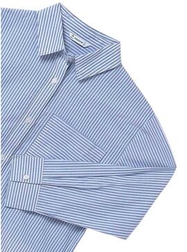 Camicia Mayoral a righe blu con tasca per bambina